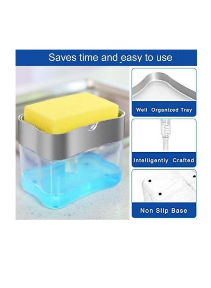 Generic 2-In-1 Soap Pump Dispenser And Sponge Holder For Kitchen Assorted (Includes 1 FREE Sponge)  - Image 4