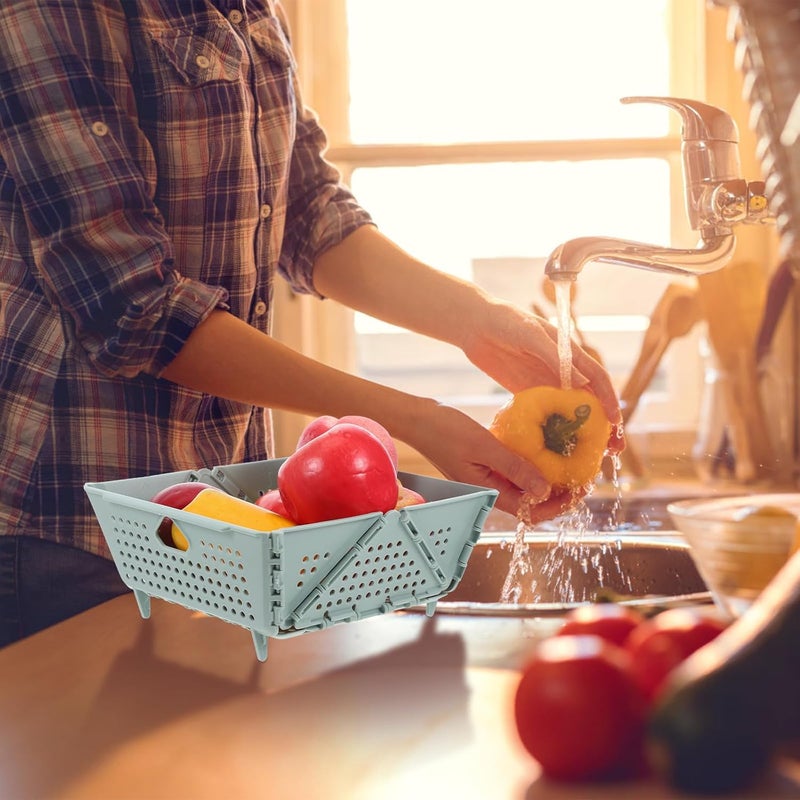 Collapsible Kitchen Basket and Food Strainer, Foldable Plastic Drainage Basket for Washing Fruits Vegetables and Pasta, Lightweight Portable Kitchen Colander for Travel and Home - Image 4