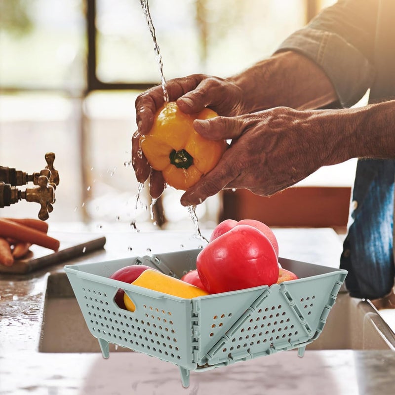 Collapsible Kitchen Basket and Food Strainer, Foldable Plastic Drainage Basket for Washing Fruits Vegetables and Pasta, Lightweight Portable Kitchen Colander for Travel and Home - Image 5