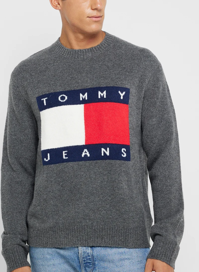 TOMMY JEANS Logo Print Knitted Sweater