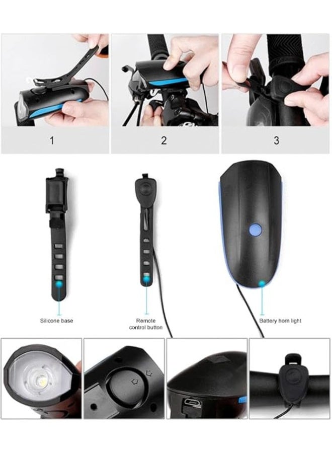 مصباح أمامي للدراجة قابل لإعادة الشحن عبر USB مع أصوات متعددة - Image 2