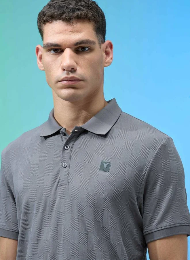Technosport Technosport Men Jacquard Slim Fit Polo