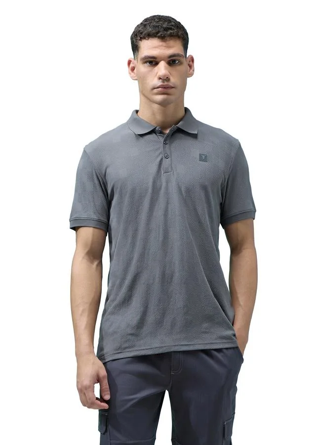 Technosport Technosport Men Jacquard Slim Fit Polo