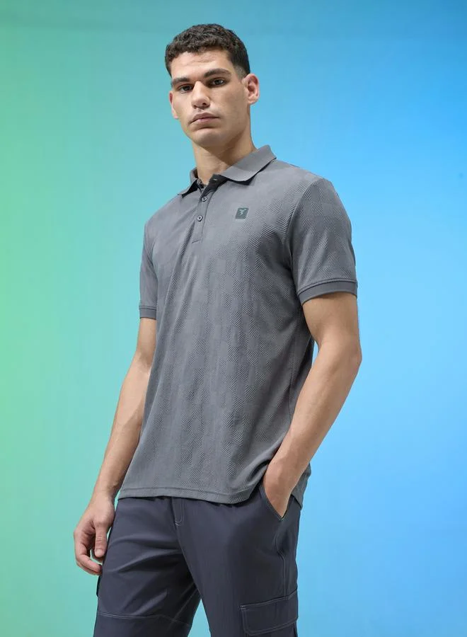 Technosport Technosport Men Jacquard Slim Fit Polo
