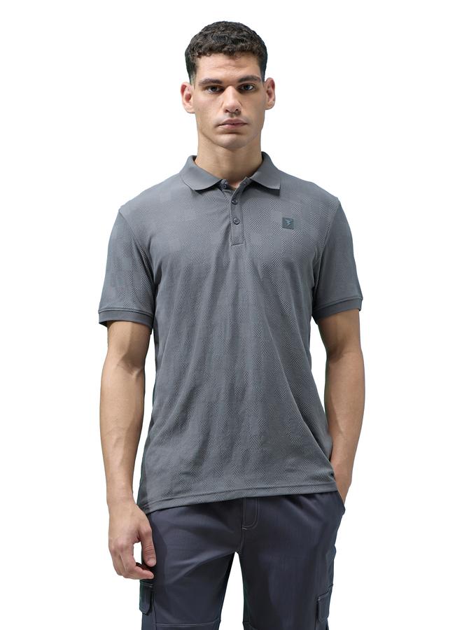 Technosport Men Jacquard Slim Fit Polo - Image 1
