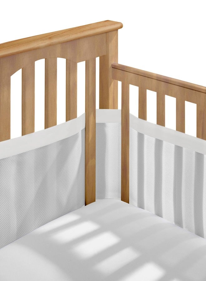 BreathableBaby Breathable Mesh Liner for Full-Size Cribs, Deluxe 4mm Mesh, White Mist (Size 4FS Covers 3 or 4 Sides) - Image 1