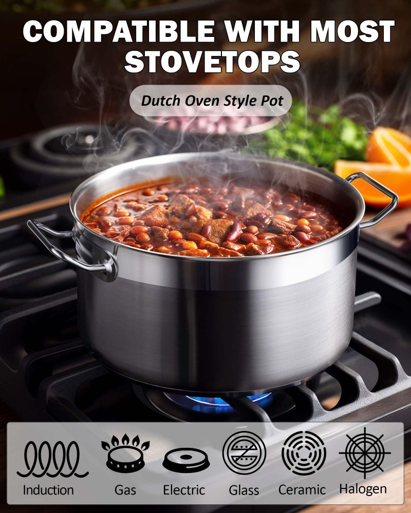 Cooks Standard Dutch Oven Casserole with Lid, 9 Quart Professional Stainless Steel Stockpots, Silver - Image 4