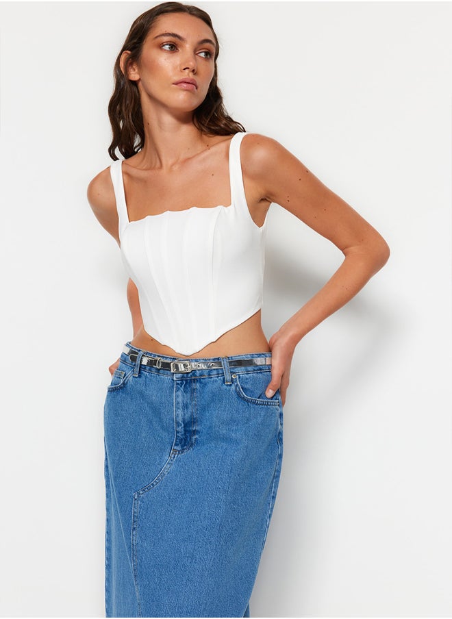 trendyol - Ecru Strap Corset Woven Blouse TWOSS23BZ00938 - Image 1
