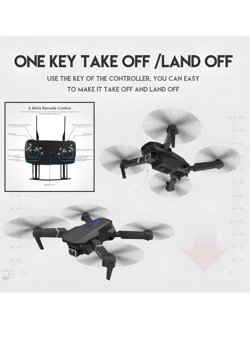 TIGER E88 Drone with HD Camera – Foldable Drone with WiFi Live Photo & Video, Black Screen on Remote Control, Ideal for Kids & Adults – Easy to Fly, High-Definition Camera, Compact & Portable Design for Indoor & Outdoor Fun – UAE Delivery  - Image 4