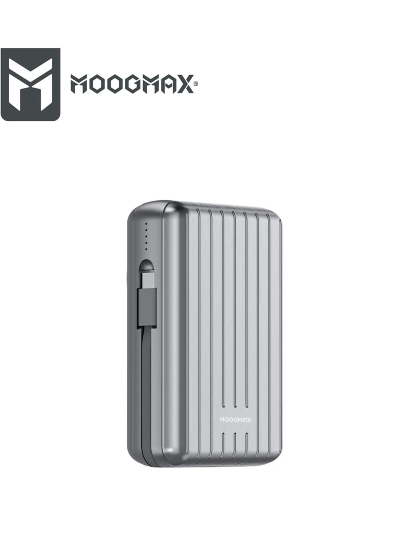 MOOGMAX MOOGMAX (PRONE) TRUNK SEREIES RETRO MX219 22.5W Magnetic Wireless Charger – 20000mAh High-Capacity Power Bank with 15W Output and Integrated Cables (WHITE) - Image 1