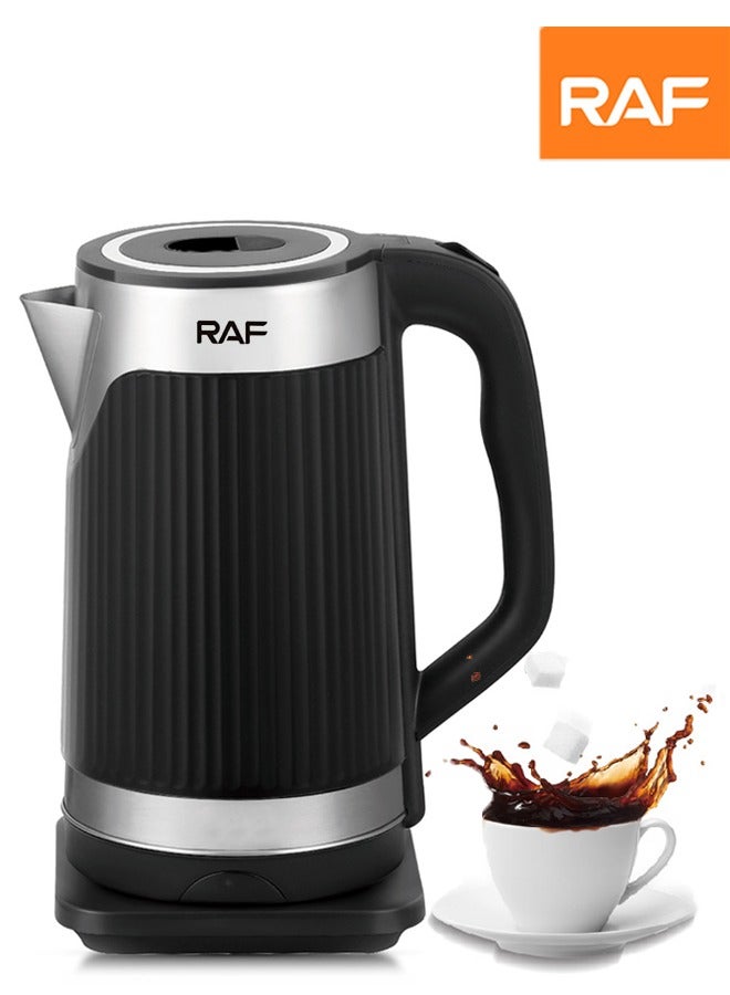 آر إيه أف غلاية كهربائية ، 3.5 لتر 2000 واط ، غلاية شاي كهربائية مزدوجة الجدار وغلاية مياه ، 4 ساعات للتدفئة ، حرارة سريعة مع إغلاق تلقائي ، مقاوم للغليان الجاف ، إبريق شاي قهوة بارد الملمس ، 7817 أسود - Image 1