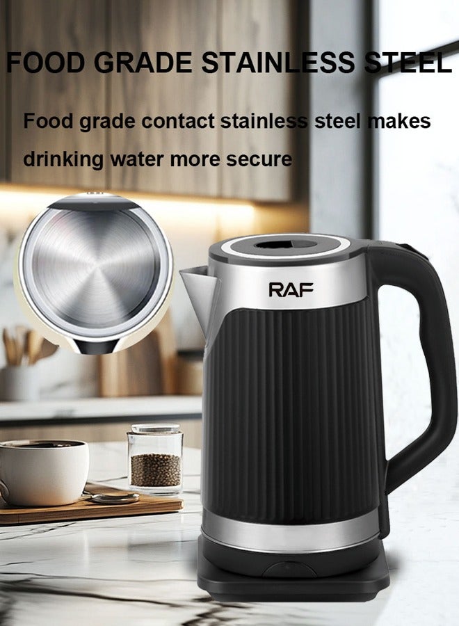 آر إيه أف غلاية كهربائية ، 3.5 لتر 2000 واط ، غلاية شاي كهربائية مزدوجة الجدار وغلاية مياه ، 4 ساعات للتدفئة ، حرارة سريعة مع إغلاق تلقائي ، مقاوم للغليان الجاف ، إبريق شاي قهوة بارد الملمس ، 7817 أسود - Image 4