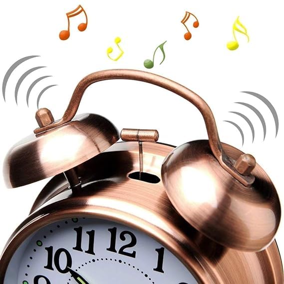 Fulkiza Twin Bell Extra Loud Alarm Clock with BacklightBattery OperatedSilent Non Tickingfor Heavy SleepersBedroomsBedside TableRetro Decorative Desk Clocks Golden
