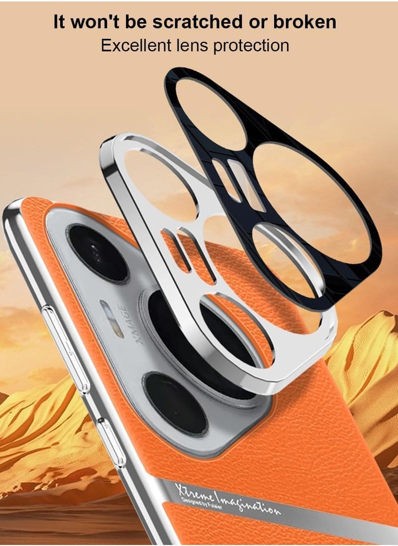 general Case Compatible with Huawei Pura 70 Ultra with 1-Pack Tempered Glass Screen Protector, Slim Shockproof Metal Lens Protective Leather Cover - Image 2