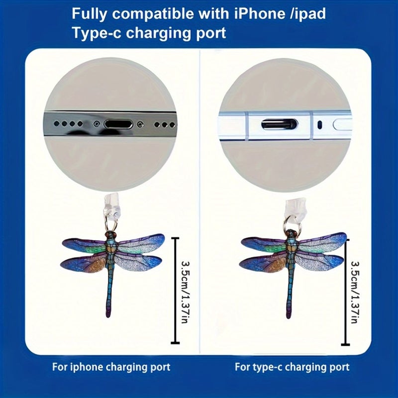 Dragonfly Acrylic Phone Dust Plug For Type C Android Devices - Image 2