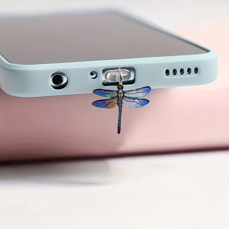 Dragonfly Acrylic Phone Dust Plug For Type C Android Devices - Image 1