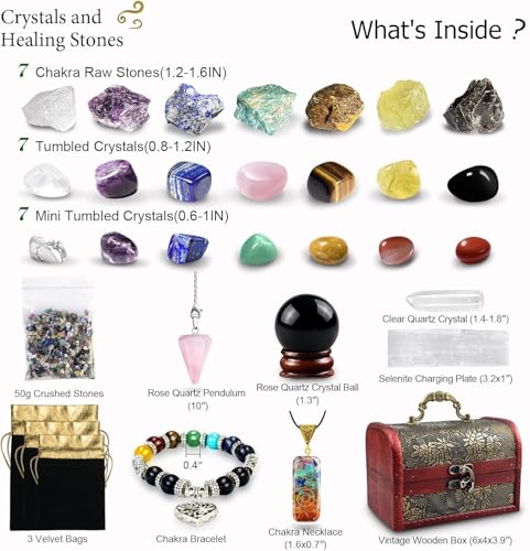 TATOODAA Healing Crystals Set, 28 Pcs Crystals and Healing Stones 7 Chakra Kits Obsidian Real Spiritual Protection Natural Reiki Energy Meditation Crystals for Beginners Wooden Box, Crystal Gifts for Women - Image 2