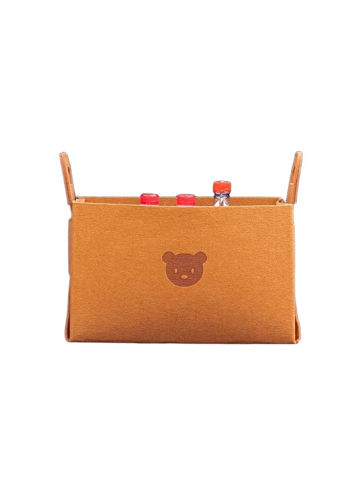 Foldable luggage storage bag with handle, durable, cute bear, eco-friendly material, brown, 21L, 36x25x23cm - Image 1