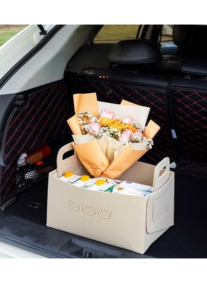 Foldable luggage storage bag with handle, durable, cute bear, eco-friendly material, brown, 21L, 36x25x23cm - Image 4