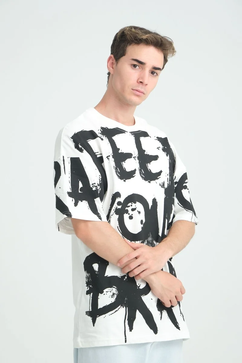 Four Man Oversize Feed Your Brain Printed T-Shirt - The New Trend of Street Fashion