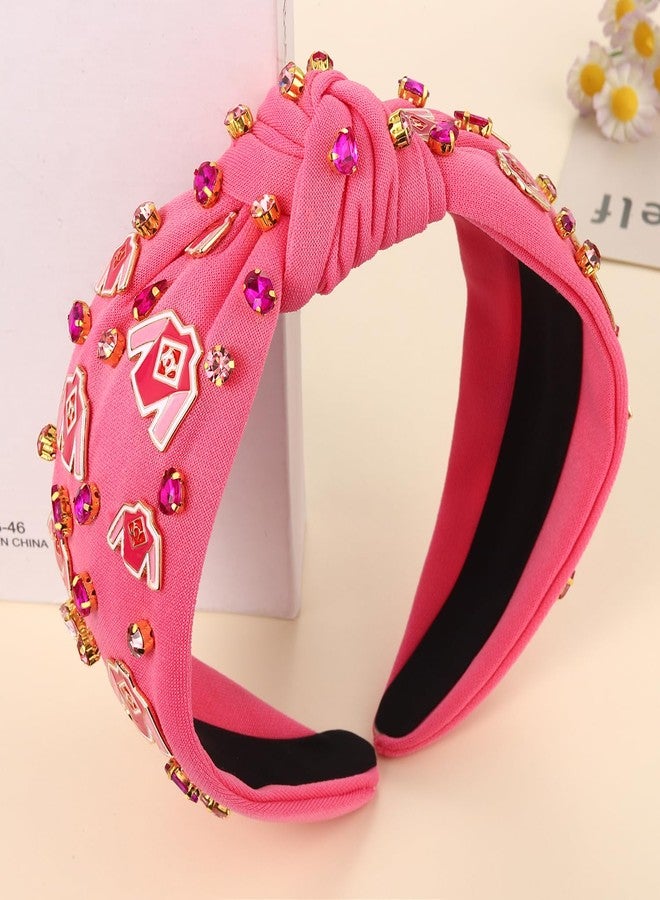 YAHPERN Derby Headbands Accessories Enamel Horseshoe Headband for Women Silks Riding Suit Headbands Horse Race Day Headband Kentucky Derby Outfits Hair Accessories Party Favors (Pink) - Image 3