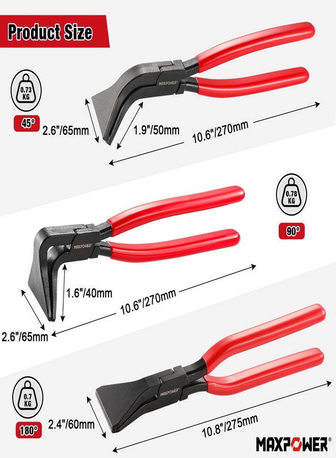 MAXPOWER Sheet Metal Bending Pliers, 3-piece Hand Seamers Sheet Metal Tools with Straight, 45° and 90° Jaws, Sheet Metal Pliers for Roofers, Plumbers, and Metal Processing - Image 2