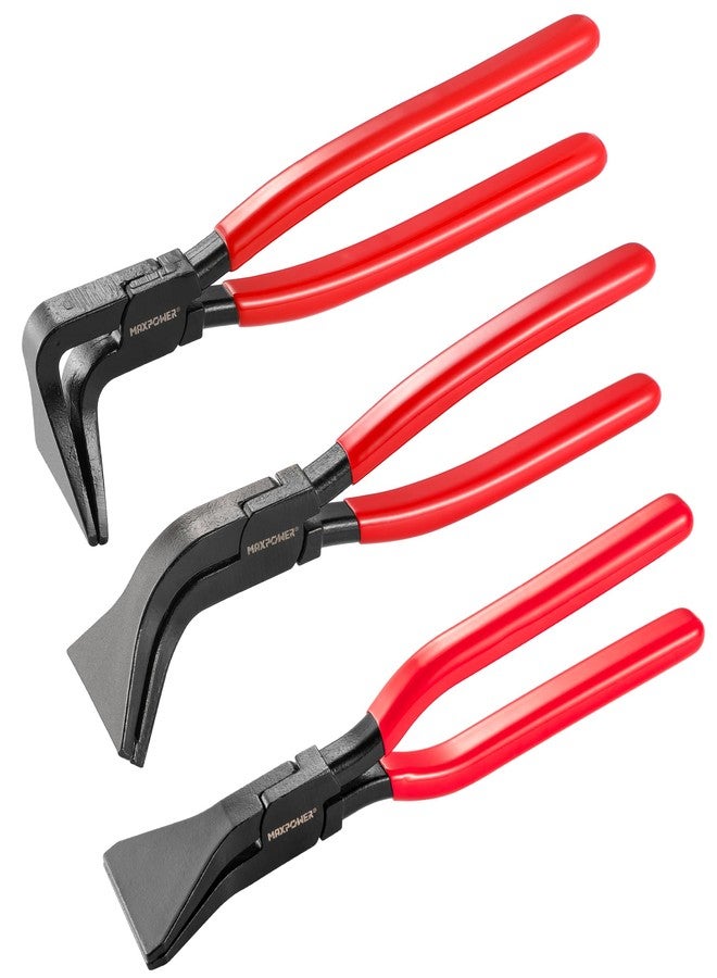MAXPOWER Sheet Metal Bending Pliers, 3-piece Hand Seamers Sheet Metal Tools with Straight, 45° and 90° Jaws, Sheet Metal Pliers for Roofers, Plumbers, and Metal Processing - Image 1