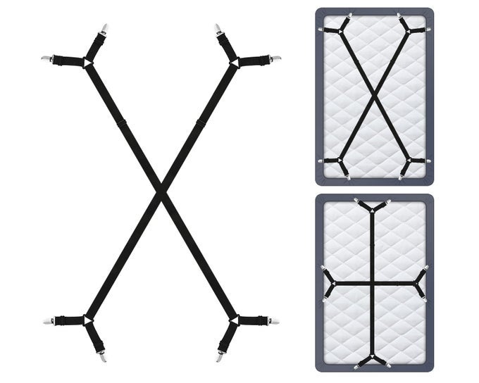 DS DISTINCTIVE STYLE SHEET STRAPS 2 PIECES MATTRESS SHEET HOLDER STRAPS FOR QUEENKING SIZE BED SUSPENDERS TWIN XL ADJUSTABLE ELASTIC BANDS AND CORNER CLIPS