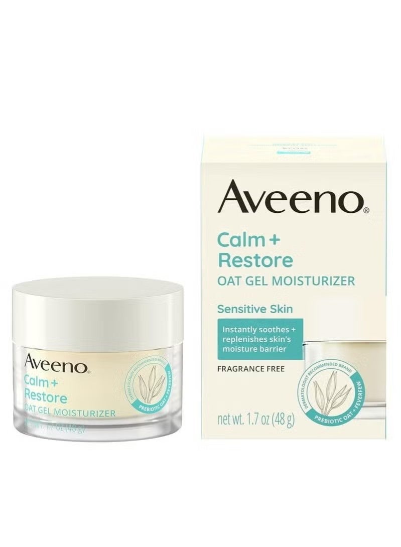 Aveeno Calm + Restore Oat Gel Facial Moisturizer for Sensitive Skin, Fast-Absorbing, Soothing Lightweight Gel Cream with Prebiotic Oat & Feverfew, Fragrance-Free & Hypoallergenic, 1.7 oz - Image 1