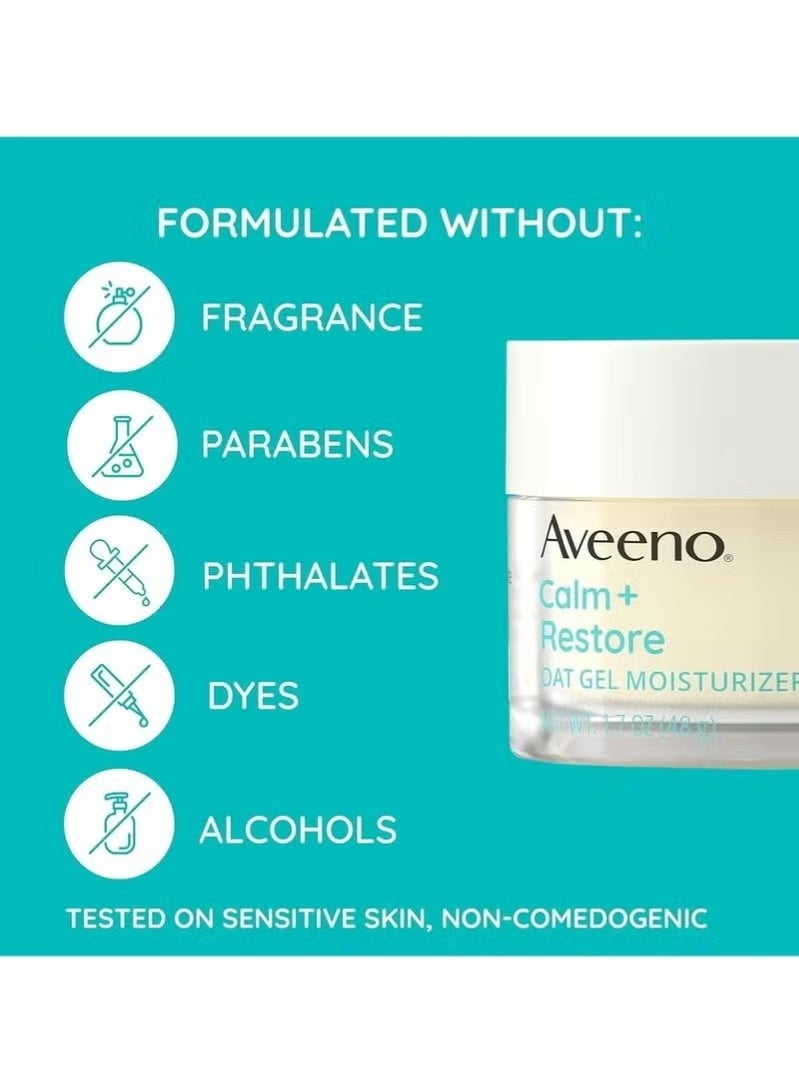 Aveeno Calm + Restore Oat Gel Facial Moisturizer for Sensitive Skin, Fast-Absorbing, Soothing Lightweight Gel Cream with Prebiotic Oat & Feverfew, Fragrance-Free & Hypoallergenic, 1.7 oz - Image 2