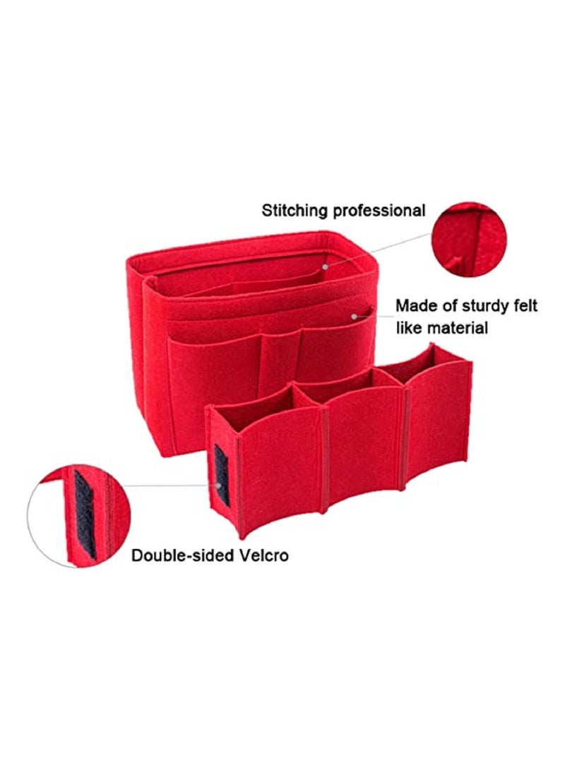 واي آند دي Purse Organizer Insert, Women Felt Bag Multi-Pocket in for Womens Handbag Travel Tote Hobo Storage Liner Divider Any Brand Tote, Red - Image 2
