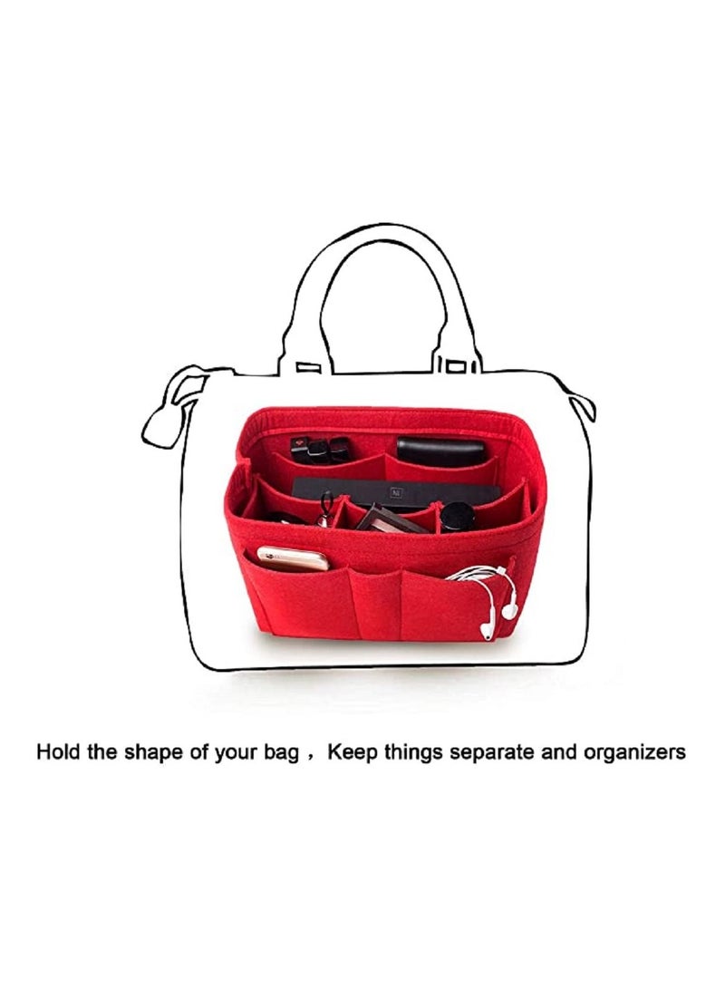 واي آند دي Purse Organizer Insert, Women Felt Bag Multi-Pocket in for Womens Handbag Travel Tote Hobo Storage Liner Divider Any Brand Tote, Red - Image 5