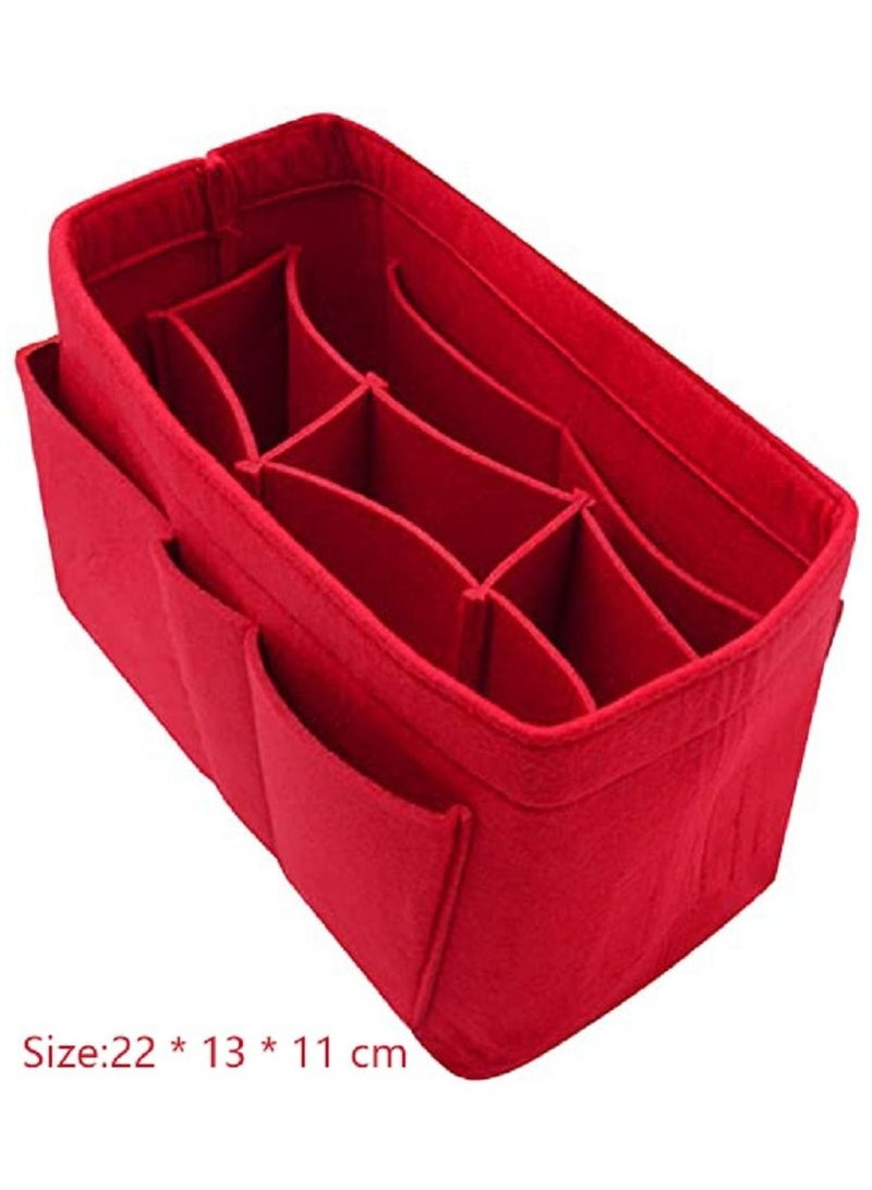 واي آند دي Purse Organizer Insert, Women Felt Bag Multi-Pocket in for Womens Handbag Travel Tote Hobo Storage Liner Divider Any Brand Tote, Red - Image 4