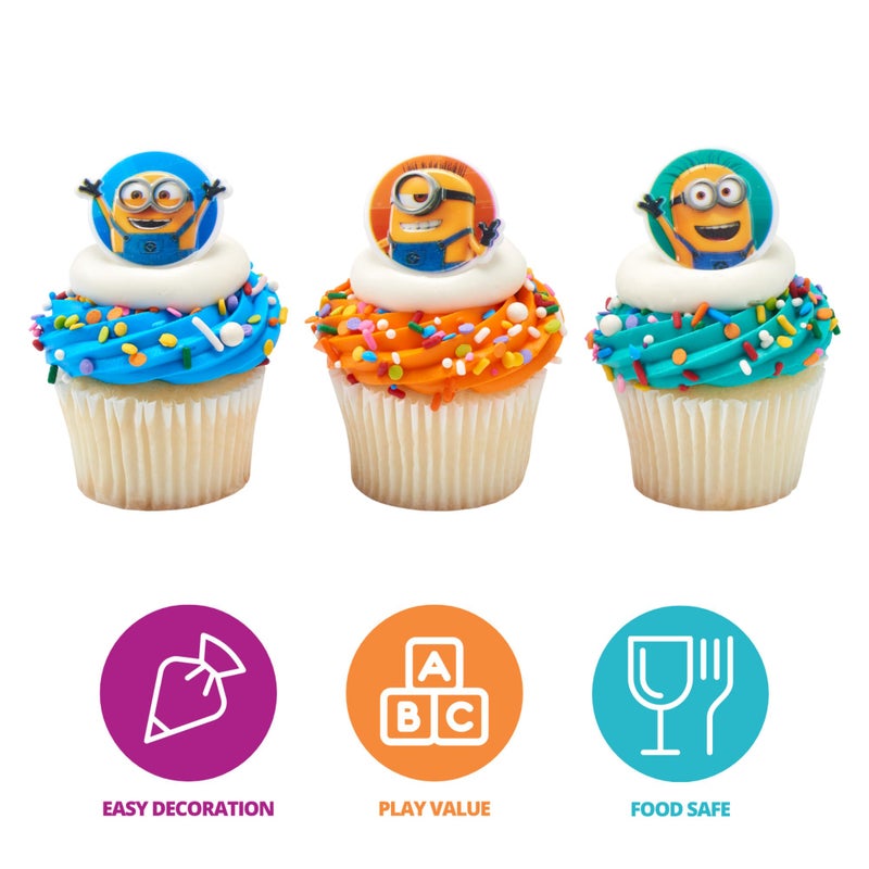 DecoPac Minions Cupcake Rings  24 Despicable Me Cupcake Decorations  Phil  Carl and Bob - 24 Pack - Image 2