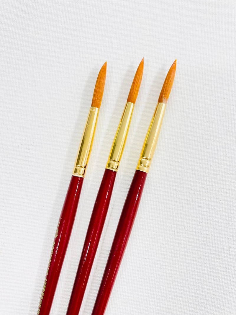POLO polo Synthetic Hair Round Brushes 10 | Pack of 3 | Premium Fine Detail Paintbrushes for Miniature, Acrylic & Watercolor Painting | Soft Bristles for Smooth & Precise Strokes - Image 2