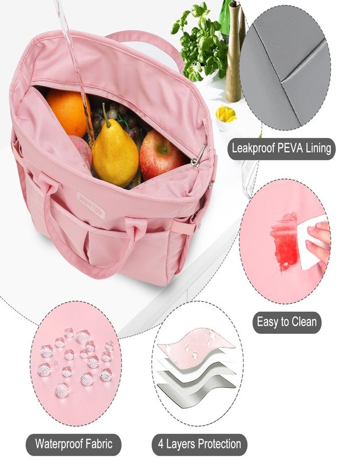 MAXTOP Lunch Bag Women for Work Insulated Thermal Lunch Box with Wide-Open Pocket Reusable Leakproof Cooler Bags with Removable Shoulder Strap for Teacher Nurse Office Picnic Travel Pink - Image 5