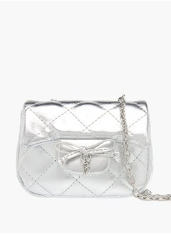 Flora Bella By Shoexpress Girls Quilted Crossbody Bag With Button Closure And Chain Strap  - Image 1