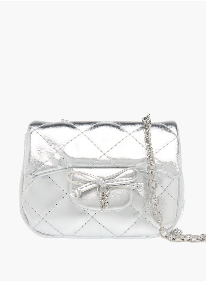 Flora Bella By Shoexpress - Girls Quilted Crossbody Bag With Button Closure And Chain Strap - Image 1