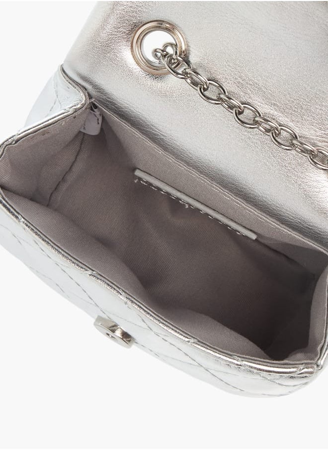 Flora Bella By Shoexpress - Girls Quilted Crossbody Bag With Button Closure And Chain Strap - Image 1