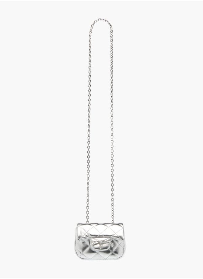 Flora Bella By Shoexpress - Girls Quilted Crossbody Bag With Button Closure And Chain Strap - Image 1