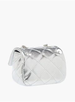Flora Bella By Shoexpress Girls Quilted Crossbody Bag With Button Closure And Chain Strap  - Image 3