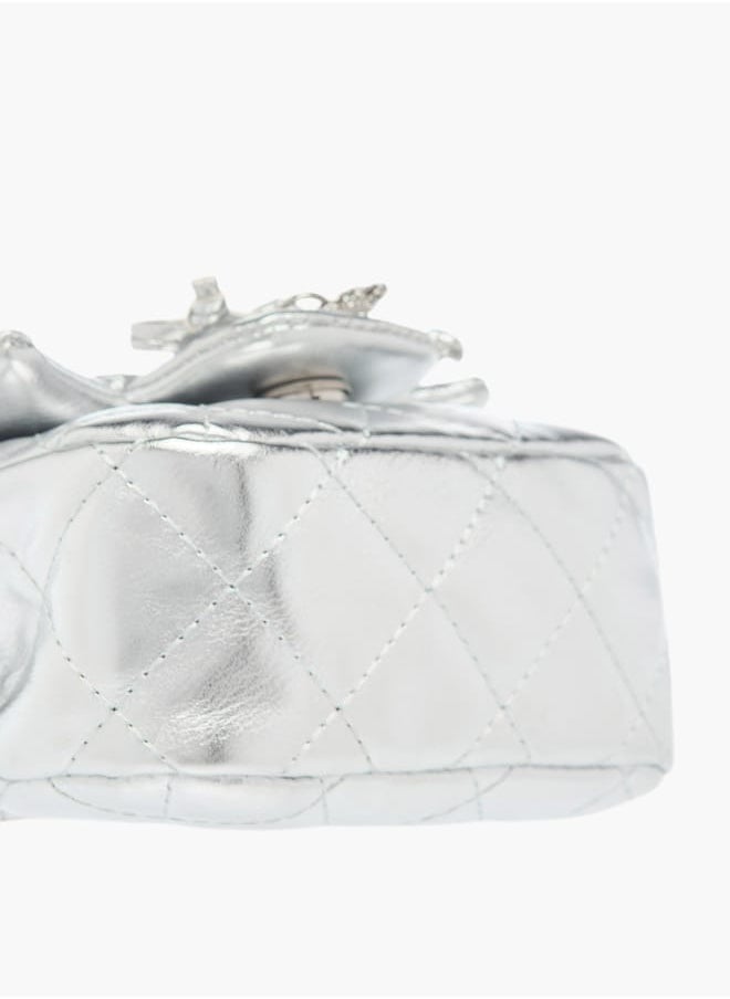 Flora Bella By Shoexpress - Girls Quilted Crossbody Bag With Button Closure And Chain Strap - Image 1