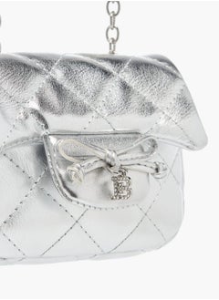 Flora Bella By Shoexpress Girls Quilted Crossbody Bag With Button Closure And Chain Strap  - Image 4