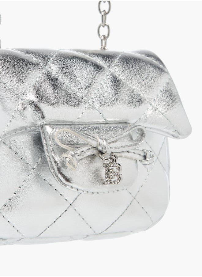 Flora Bella By Shoexpress - Girls Quilted Crossbody Bag With Button Closure And Chain Strap - Image 1
