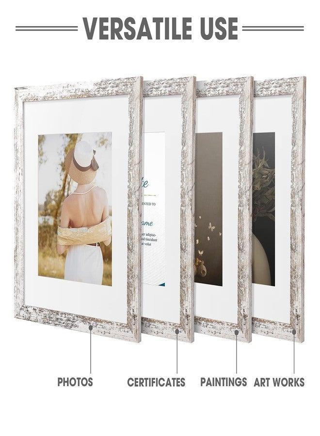 TWING Rustic Picture Frames 11x14 Set of 6, Distressed White Composite Wood Large Gallery Wall Frame Set Display Photos 8x10 with Mat or 11x14 without Mat Wall Mounting, Ideal Valentine Gifts for - Image 4