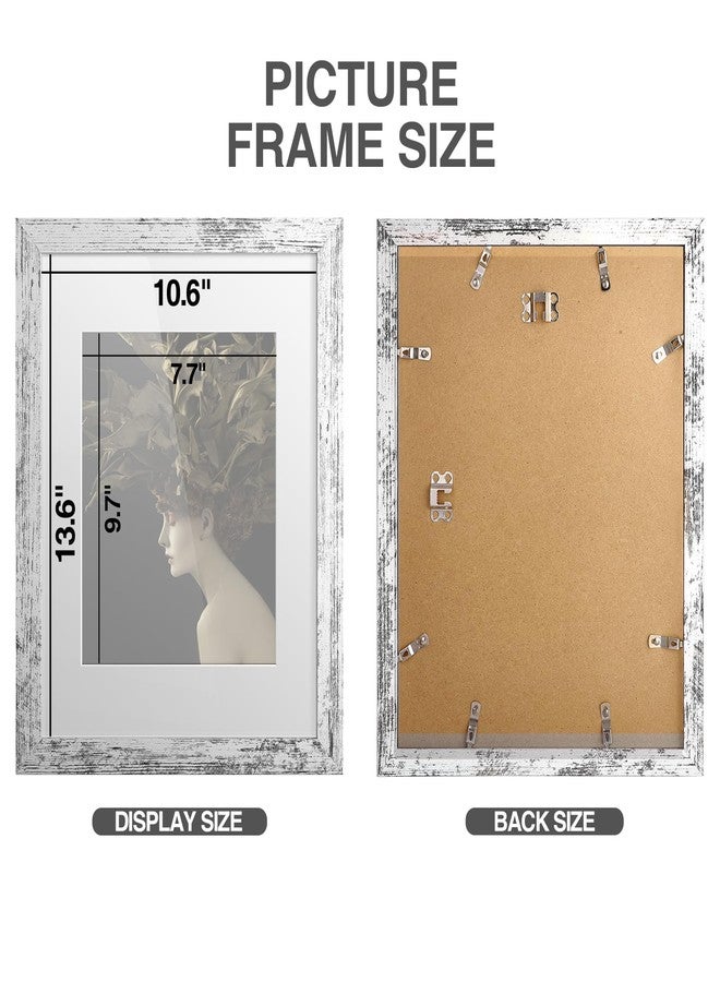 TWING Rustic Picture Frames 11x14 Set of 6, Distressed White Composite Wood Large Gallery Wall Frame Set Display Photos 8x10 with Mat or 11x14 without Mat Wall Mounting, Ideal Valentine Gifts for - Image 2