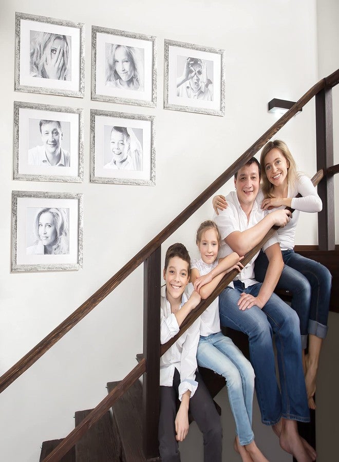 TWING Rustic Picture Frames 11x14 Set of 6, Distressed White Composite Wood Large Gallery Wall Frame Set Display Photos 8x10 with Mat or 11x14 without Mat Wall Mounting, Ideal Valentine Gifts for - Image 3
