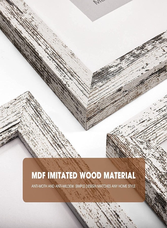 TWING Rustic Picture Frames 11x14 Set of 6, Distressed White Composite Wood Large Gallery Wall Frame Set Display Photos 8x10 with Mat or 11x14 without Mat Wall Mounting, Ideal Valentine Gifts for - Image 5