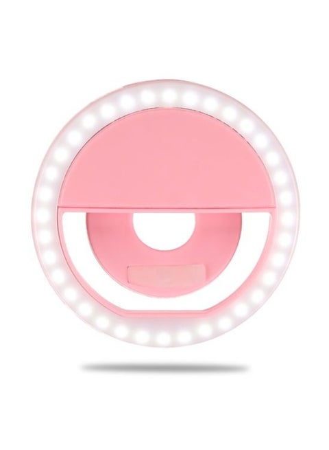 Portable rechargeable ring light for selfies, mobile phones, 3 brightness modes - rechargeable, perfect ring light - Pink