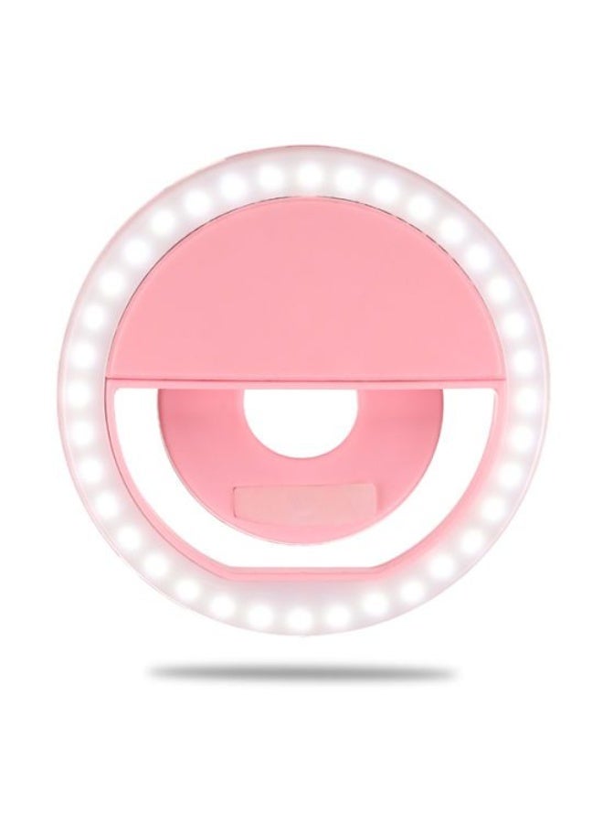 Portable rechargeable ring light for selfies, mobile phones, 3 brightness modes - rechargeable, perfect ring light - Pink - Image 1
